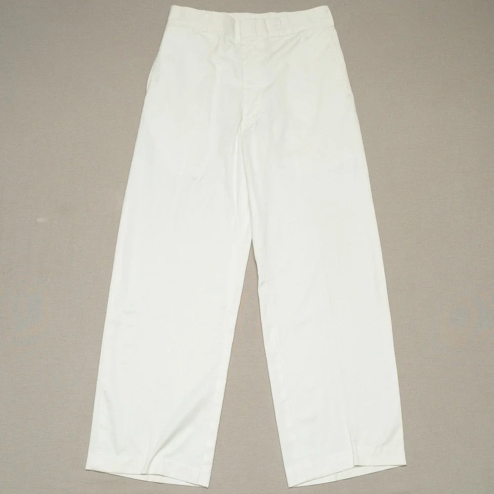 Vintage 60s 70s Vietnam Era US Navy Mens Trousers White Pleated Small Blemishes